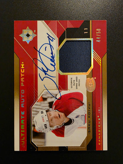 2004-05 Upper Deck Ultimate Collection - Ultimate Auto Patches - Saku Koivu #UPA-SK /50