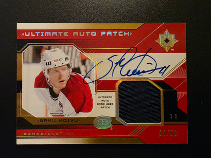 2004-05 Upper Deck Ultimate Collection - Ultimate Auto Patches - Saku Koivu #UPA-SK /50
