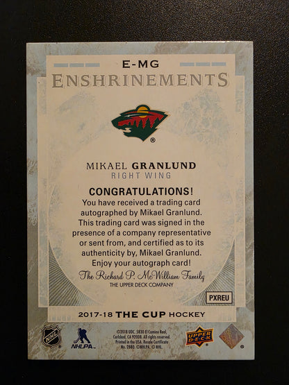 2017-18 Upper Deck The Cup - Enshrinements Autographs - Mikael Granlund #E-MG /99