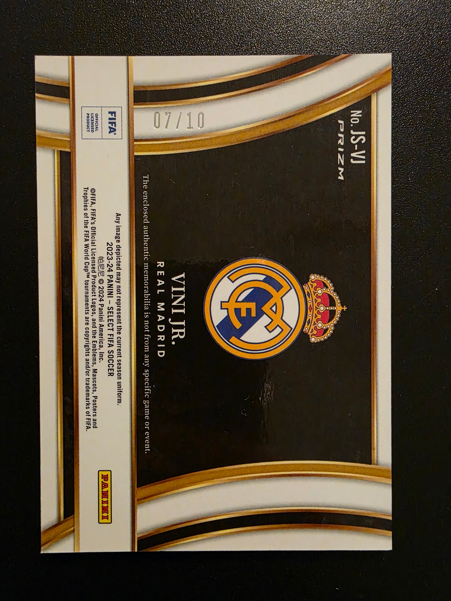 2023-24 Panini Select FIFA - Jumbo Swatches - Gold Prizm - Vini Jr. #JS-VJ /10
