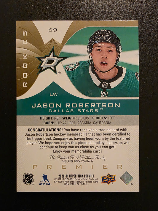 2020-21 Upper Deck Premier - Fight Strap - Rookies - Jason Robertson #69 /15 RC