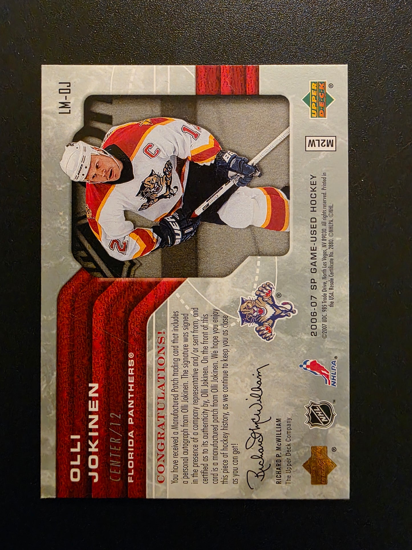 2006-07 Upper Deck SP Game Used Edition - Letter Marks "O" - Olli Jokinen #LM-OJ /50
