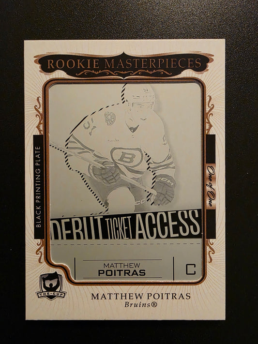 2023-24 Upper Deck The Cup - Rookie Masterpieces - Black Printing Plate - Matthew Poitras #CRE-193 1of1 RC