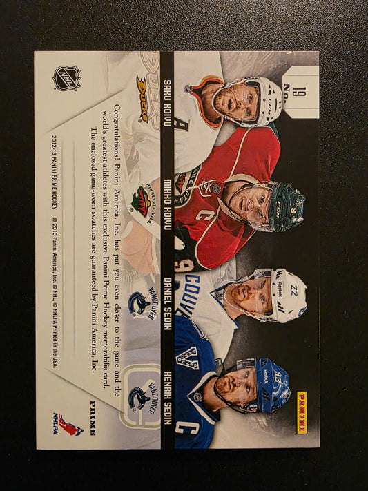 2012-13 Panini Prime - Prime Quads - Prime - Saku Koivu / Mikko Koivu / Daniel Sedin / Henrik Sedin #19 /15