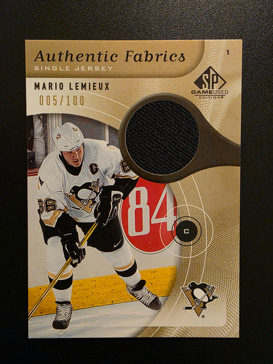 2005-06 Upper Deck SP Game Used Edition - Authentic Fabrics - Gold - Mario Lemieux #AF-ML /100