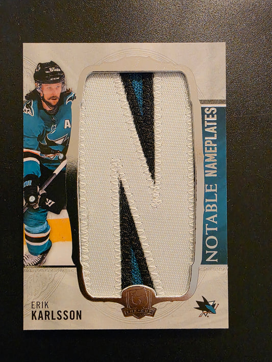 2019-20 Upper Deck The Cup - Notable Nameplates Patch Letter "N"- Erik Karlsson #NN-EK /8