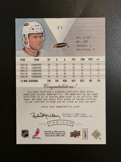 2009-10 Upper Deck The Cup - Gold Patch - Saku Koivu #21 /10