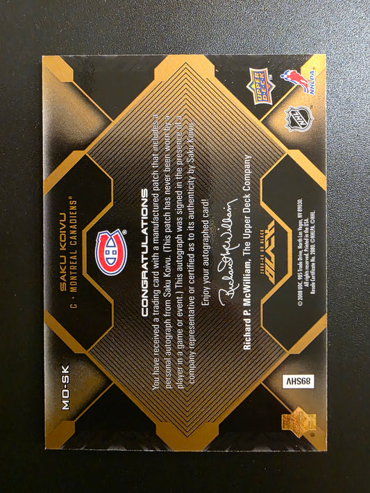 2008-09 Upper Deck UD Black - Marks of Obsidian Gold - Saku Koivu #MO-SK /25