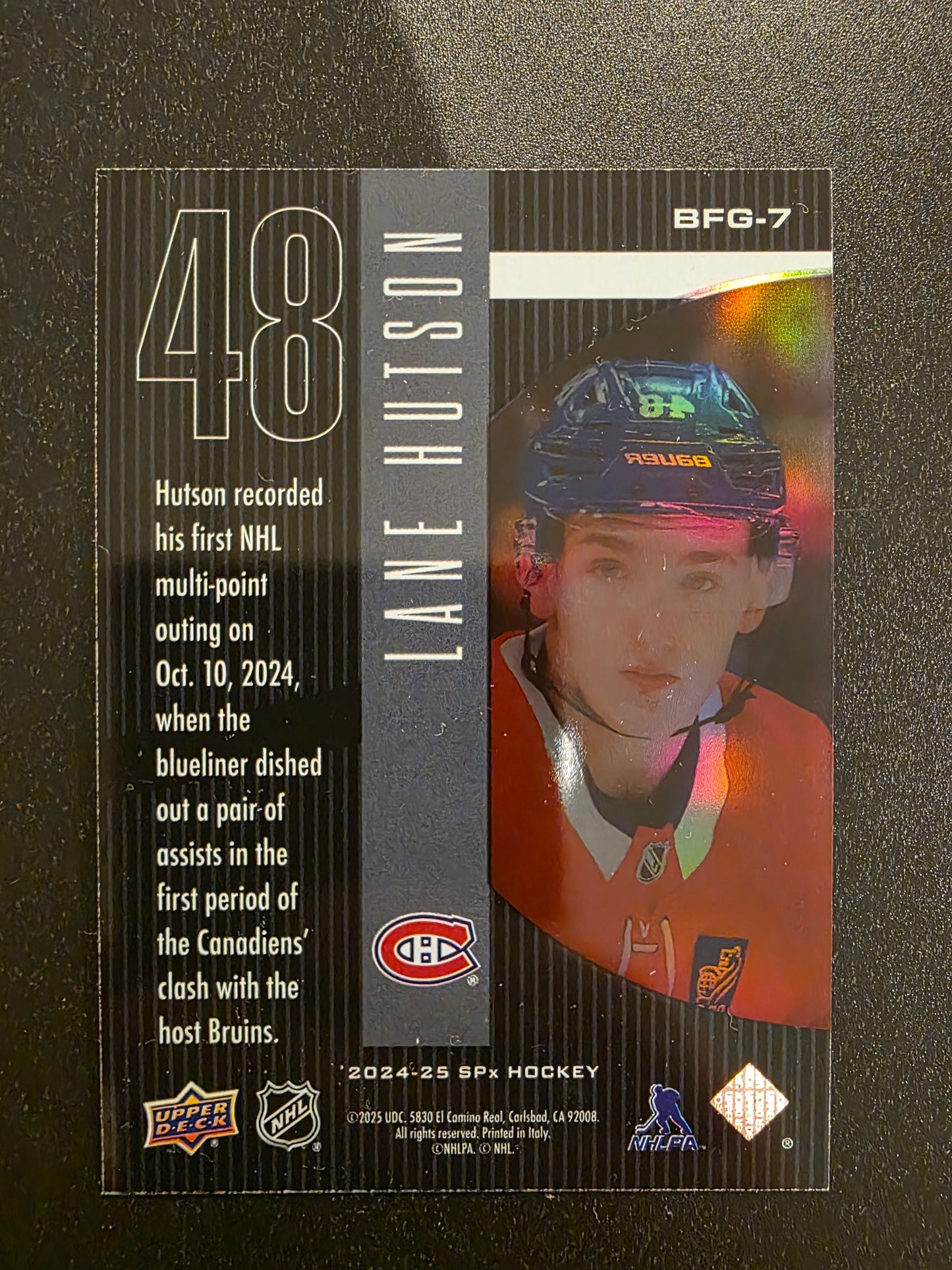 2024-25 Upper Deck SPx - Bound for Glory -  Lane Hutson #BFG-7 RY