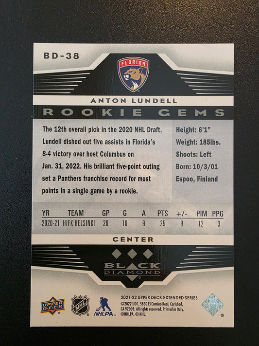 2021-22 Upper Deck Extended Series - Black Diamond 2005-06 Retro - 3 Star - Anton Lundell #BD-38 RY