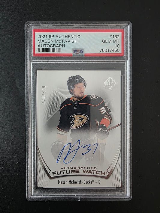 2021-22 Upper Deck SP Authentic - Future Watch Autographs - Mason McTavish #182 /999 PSA10 RC