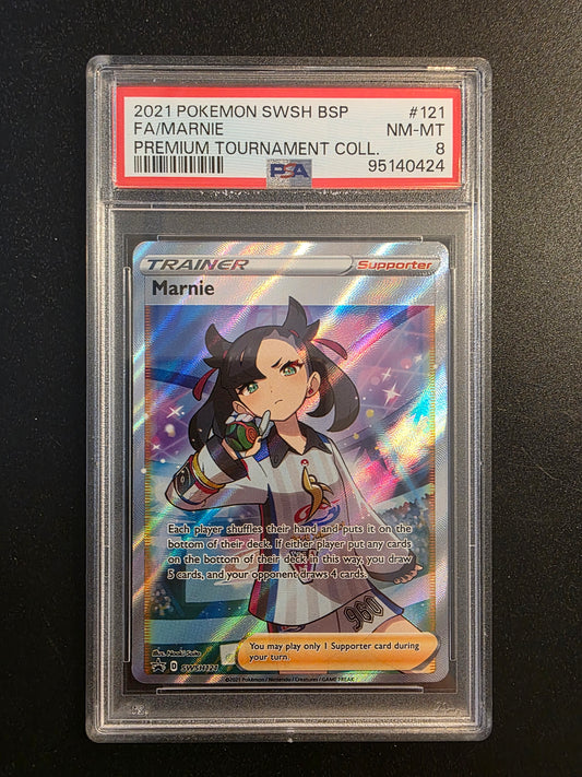 2021 Pokemon - Sword & Shield - Black Star - Promos - Marnie - Premium Tournament Collection #SWSH121 PSA9
