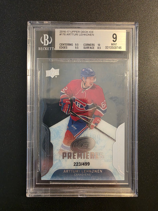 2016-17 Upper Deck Ice - Level 3 - Ice Premieres - Artturi Lehkonen #176 /499 BGS9 RC
