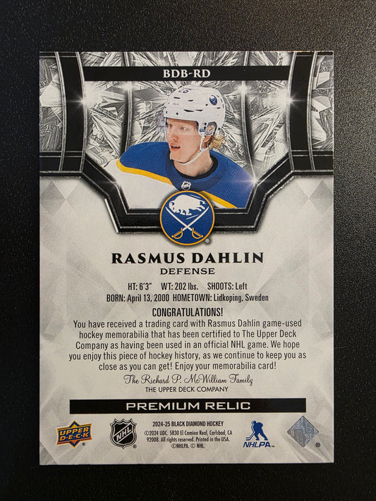 2024-25 Upper Deck Black Diamond - Premium Relics - Rasmus Dahlin #BDB-RD /50