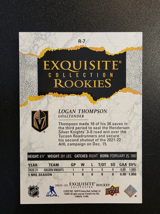 2021-22 Upper Deck Ice - Exquisite Collection Rookies -  Logan Thompson #R-7 /299 RY