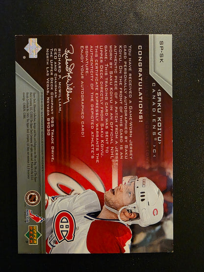 2004-05 Ultimate Collection - Ultimate Signature Patches - Saku Koivu #SP-SK /10