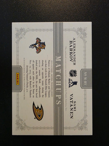 2013-14 Panini National Treasures - Matchups Jerseys -  Aleksander Barkov / Sami Vatanen #M-BV /99 RY