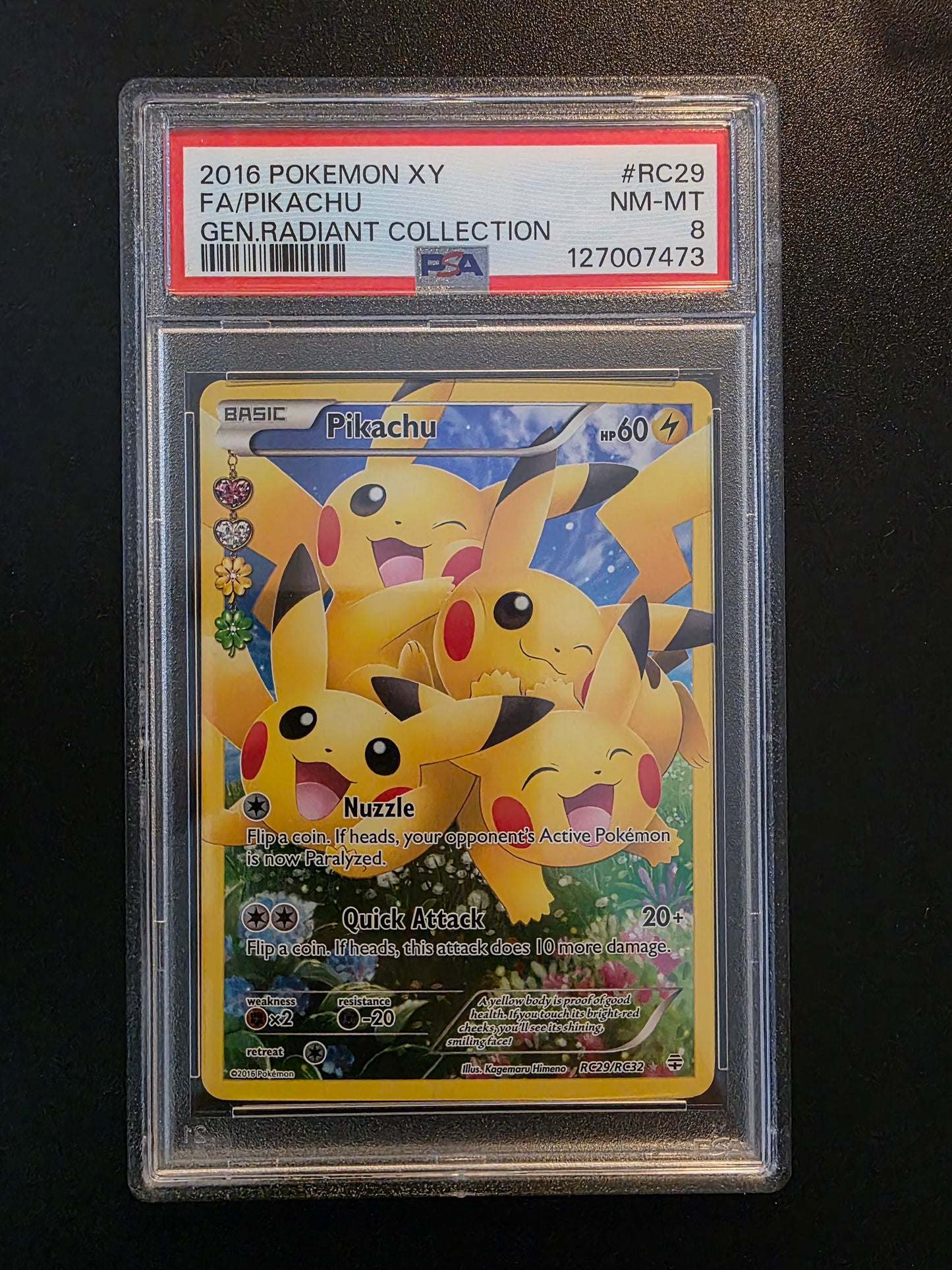 2016 Pokemon XY - Generations - Radiant Collection - Full Art - Pikachu #RC29 PSA 8