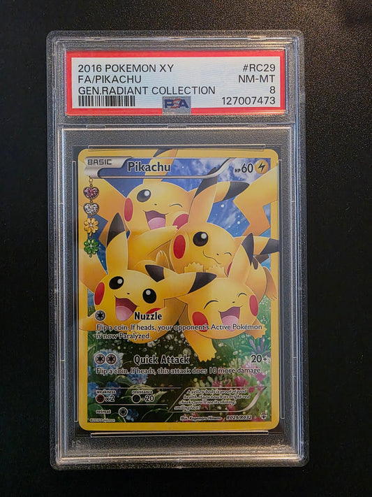 2016 Pokemon XY - Generations - Radiant Collection - Full Art - Pikachu #RC29 PSA 8