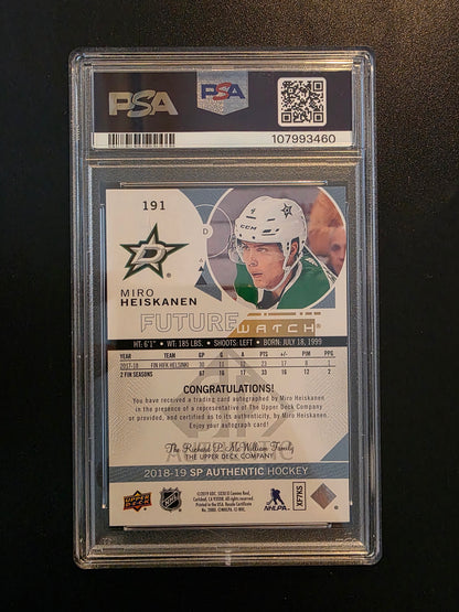 2018-19 Upper Deck SP Authentic Future Watch - Miro Heiskanen #191 /999 RC PSA 9