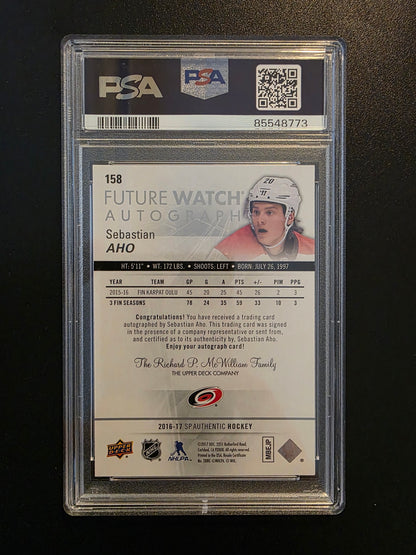 2016-17 Upper Deck SP Authentic Future Watch - Sebastian Aho #158 /999 PSA 10