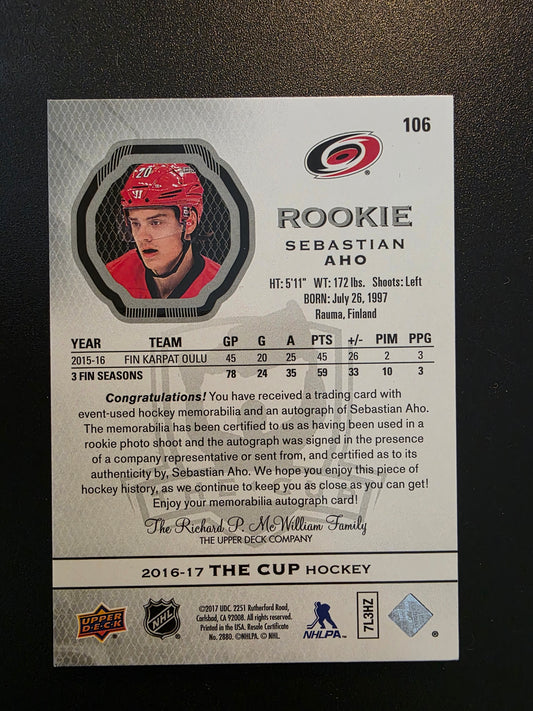 2016-17 Upper Deck The Cup - Rookie Auto Patch - Sebastian Aho #106 /249 RC