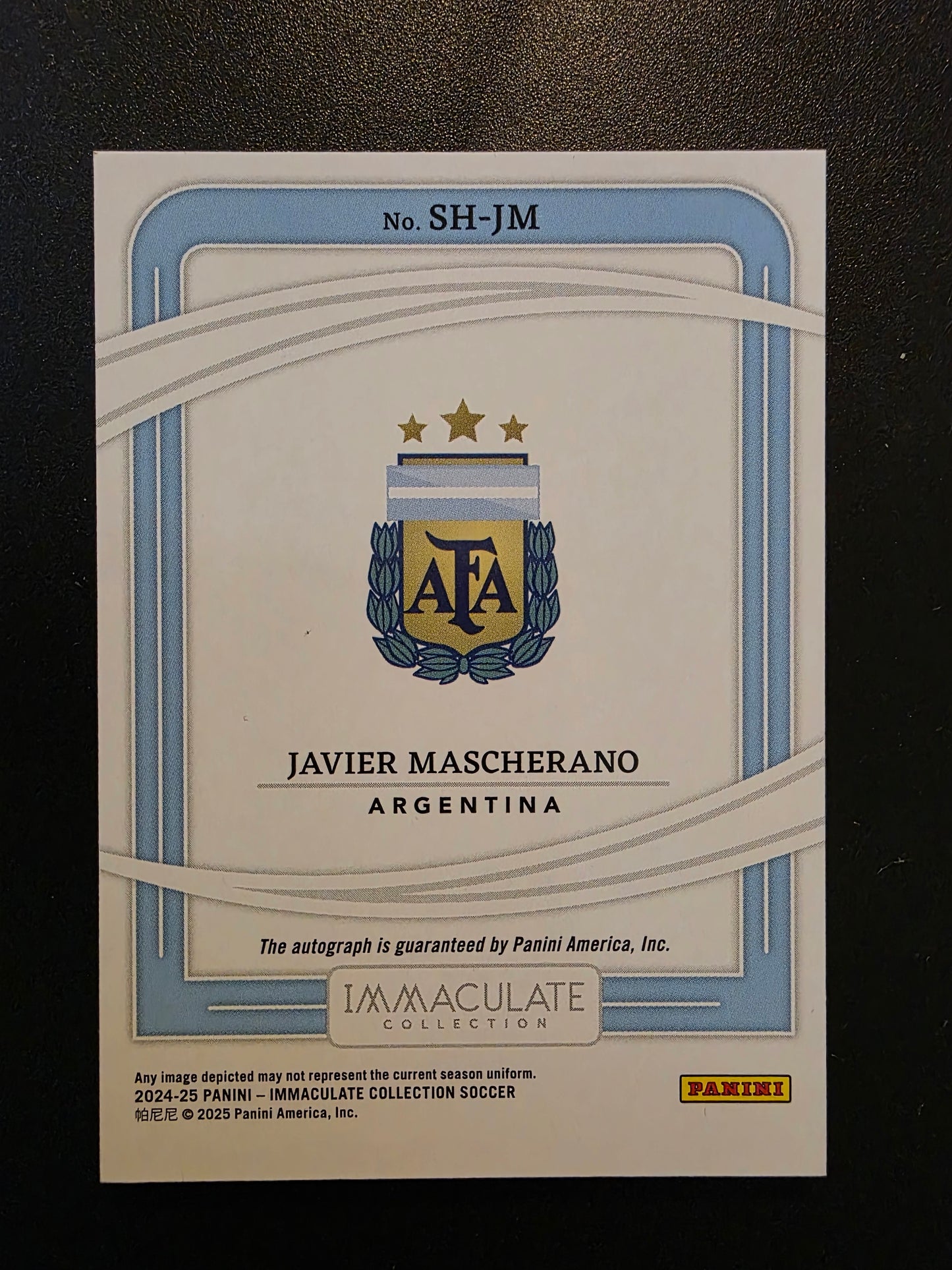 2024-25 Panini Immaculate Collection - Shadowbox Signatures - Javier Mascherano #SH-JM /49