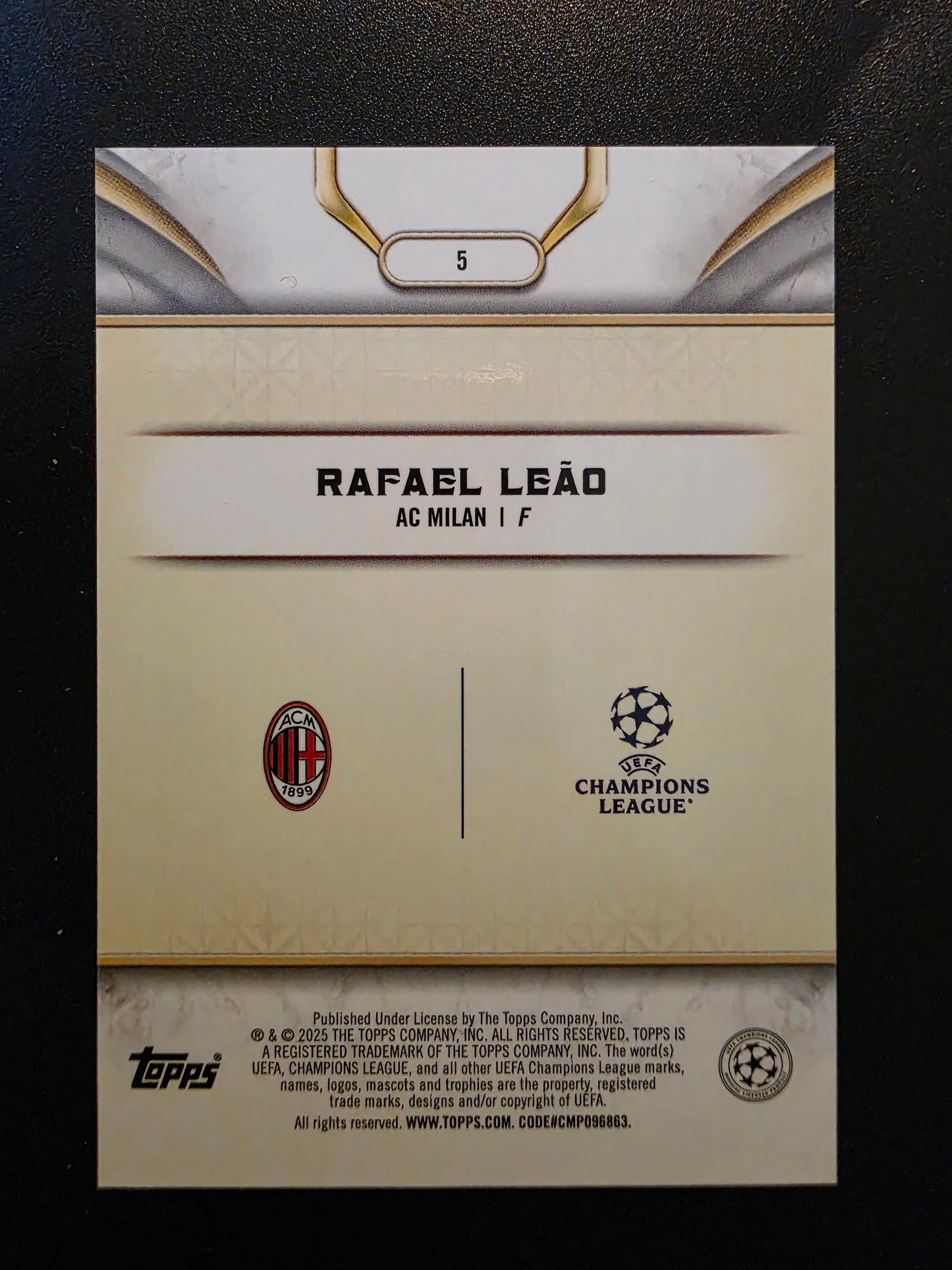 2024-25 Topps Reverence UEFA Club Competitions - Blue - Rafael Leão #5 /75