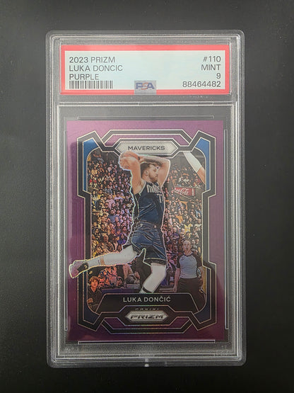 2023-24 Panini Prizm - Purple Prizm - Luka Doncic #110 /99 PSA 9
