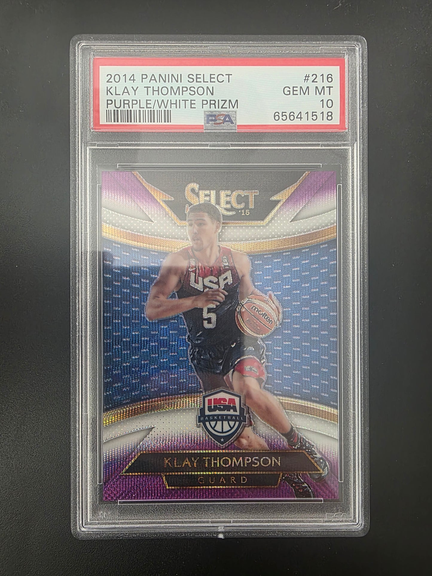 2014-15 Panini Select - Purple & White Prizm - Courtside - Klay Thompson #216 PSA 10