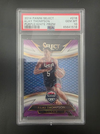 2014-15 Panini Select - Purple & White Prizm - Courtside - Klay Thompson #216 PSA 10