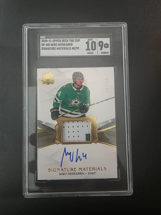 2020-21 Upper Deck The Cup - Signature Materials - 2021-22 The Cup Update - Miro Heiskanen #SP-MH /99 SGC 9 Auto 10