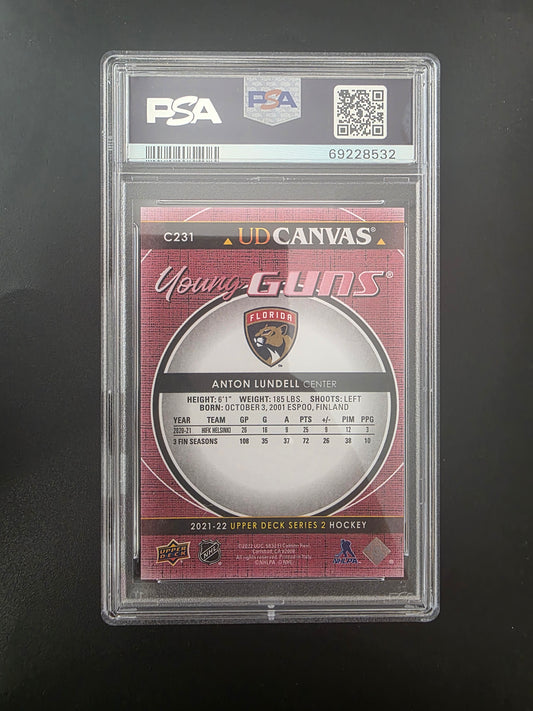 2021-22 Upper Deck Series 2 - UD Canvas -  Young Guns - Anton Lundell #C231 PSA 10 RC
