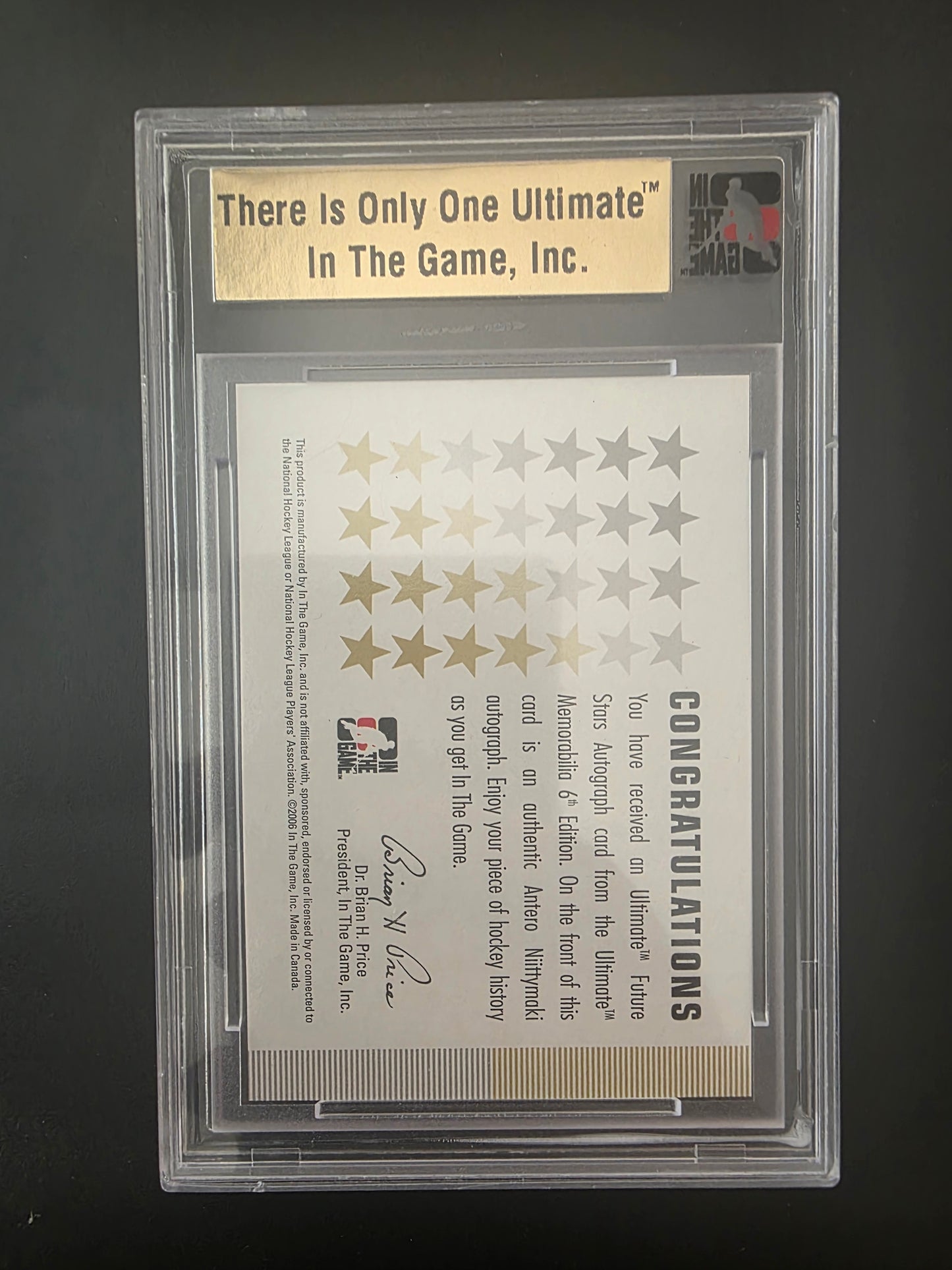 2005-06 In the Game Ultimate Memorabilia 6th Edition - Future Stars Autograph - Gold - Antero Niittymaki /10