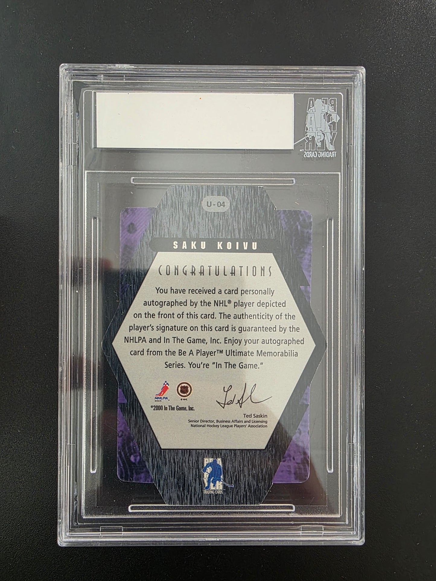 2000-01 In the Game Be A Player Ultimate Memorabilia - Gold Autographs - Saku Koivu #U-04 /10