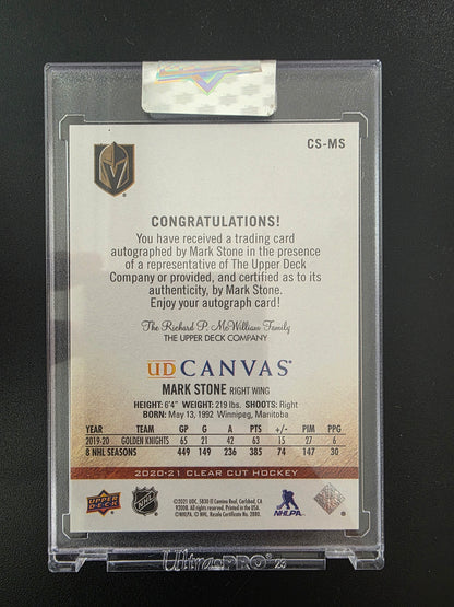 2020-21 Upper Deck Clear Cut - Canvas Signatures - Mark Stone #CS-MS /25