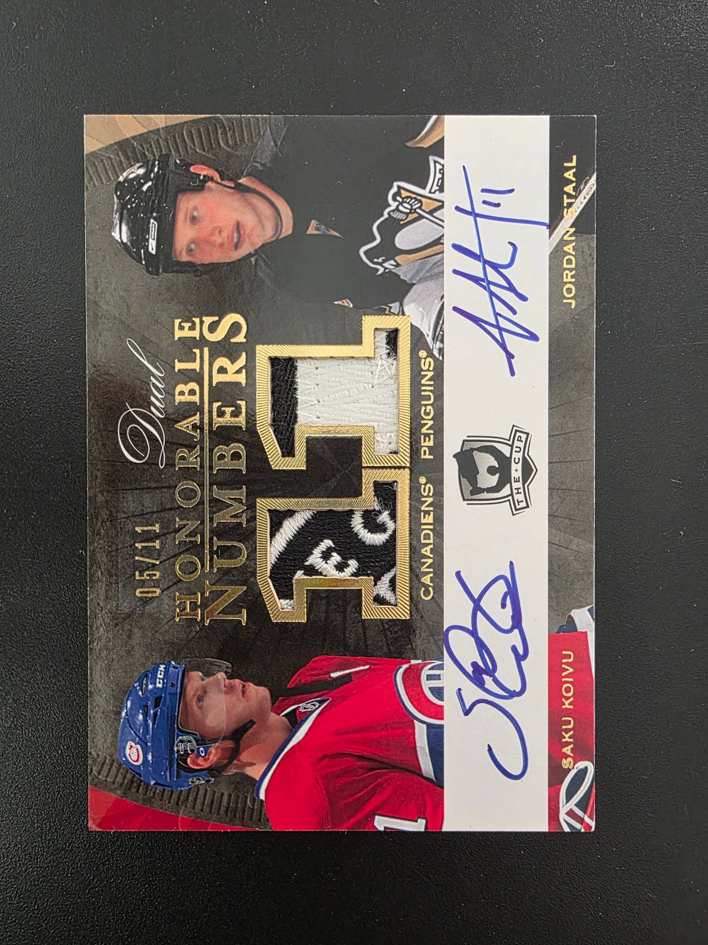 2007-08 Upper Deck The Cup - Dual Honorable Numbers Patch Autographs - Saku Koivu / Jordan Staal #HN2-KS /11