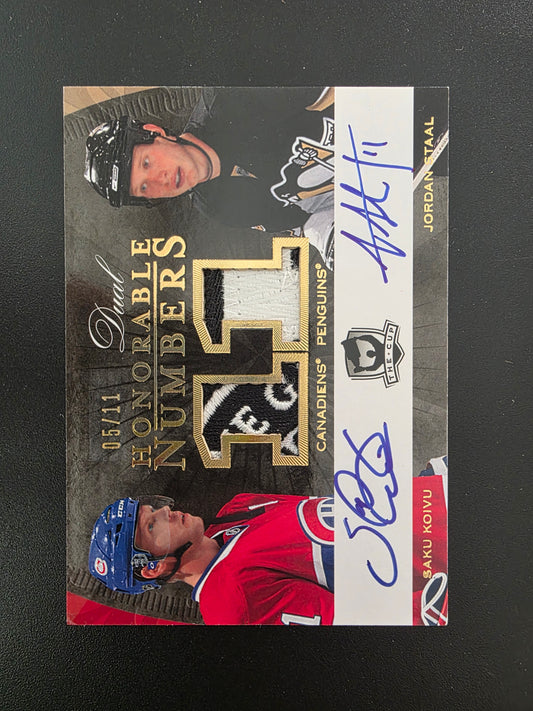 2007-08 Upper Deck The Cup - Dual Honorable Numbers Patch Autographs - Saku Koivu / Jordan Staal #HN2-KS /11