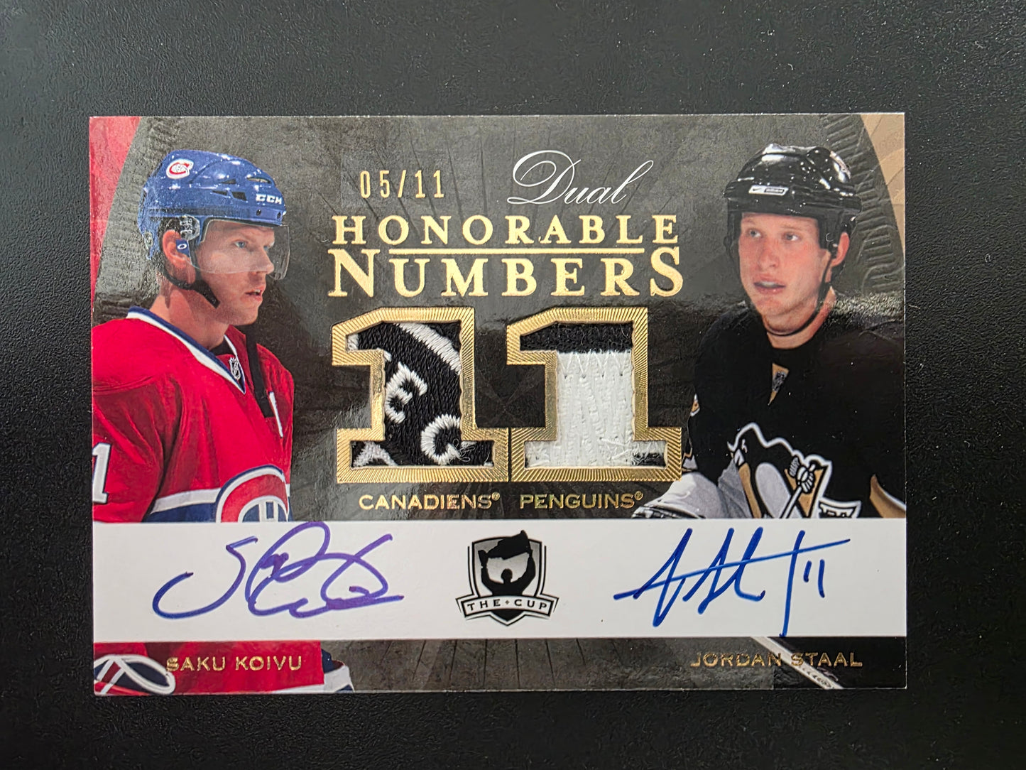 2007-08 Upper Deck The Cup - Dual Honorable Numbers Patch Autographs - Saku Koivu / Jordan Staal #HN2-KS /11