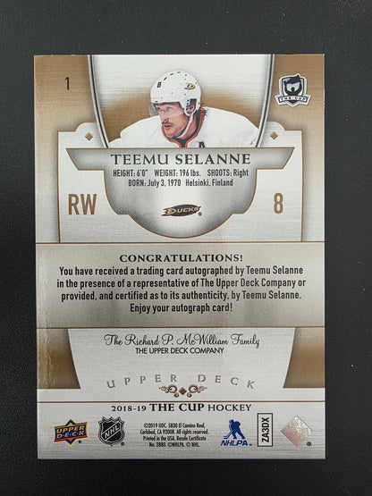 2018-19 Upper Deck The Cup - Gold Spectrum Foil - Teemu Selanne #1 /12