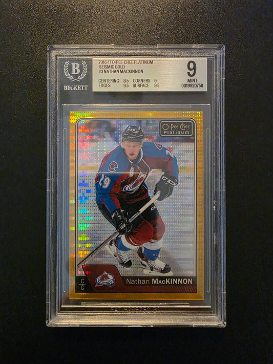 2016-17 Upper Deck OPC Platinum - Seismic Gold - Nathan MacKinnon #3 /50 BGS 9