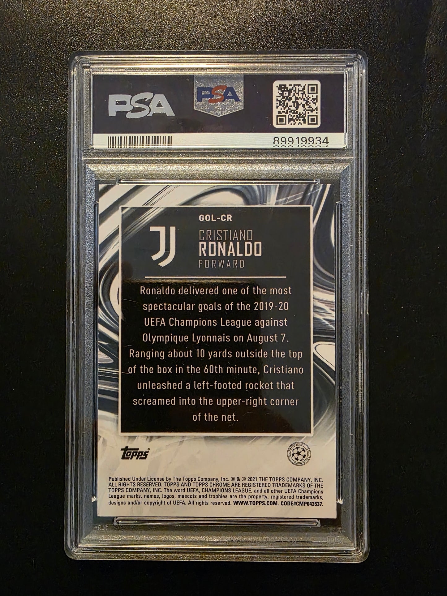 2020-21 Topps Chrome UEFA Champions League - Golazo - Cristiano Ronaldo #GOL-CR PSA 9