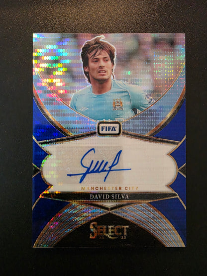 2024-25 Panini Select FIFA - Select Signatures - Blue Pulsar Prizm - David Silva #SS-DS