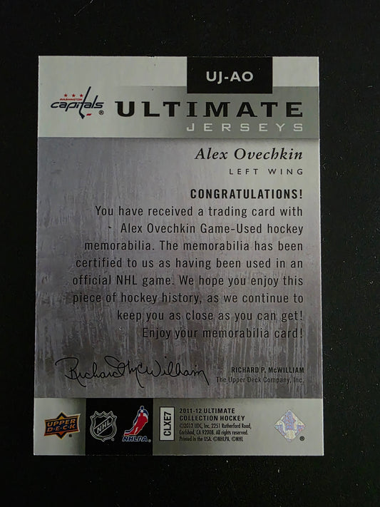 2011-12 Upper Deck Ultimate Collection - Ultimate Jerseys - Alex Ovechkin #UJ-AO /100