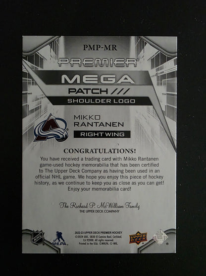 2022-23 Upper Deck Premier - Upper Deck Premier - Premier Mega Patch - Shoulder Logo - Mikko Rantanen #PMP-MR /4