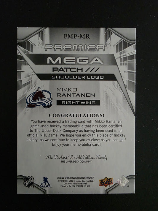 2022-23 Upper Deck Premier - Upper Deck Premier - Premier Mega Patch - Shoulder Logo - Mikko Rantanen #PMP-MR /4