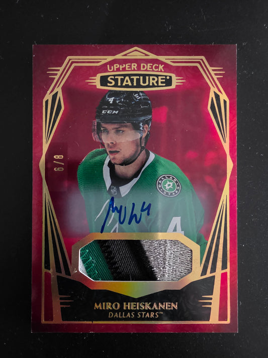 2022-23 Upper Deck Stature - Design Variant Red Auto Patch - Miro Heiskanen #PMP-MR /8