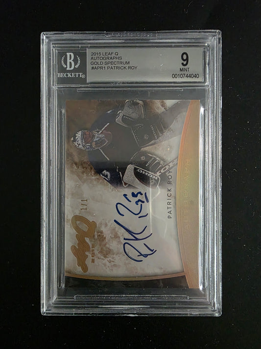 2015 Leaf Q - Autographs - Gold Spectrum - Patrick Roy #APR1 1of1 BGS 9