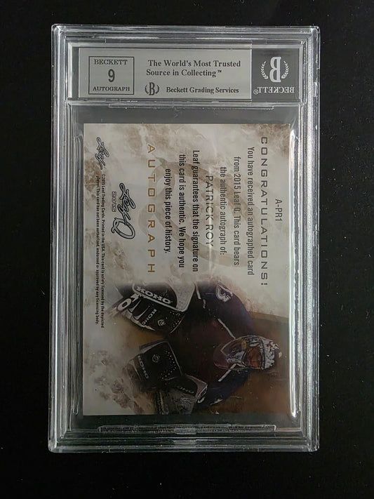 2015 Leaf Q - Autographs - Gold Spectrum - Patrick Roy #APR1 1of1 BGS 9