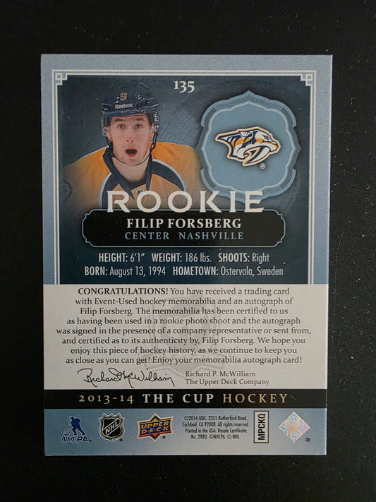 2013-14 Upper Deck The Cup - Rookie Auto Patch - Filip Forsberg  #135 /249 RC